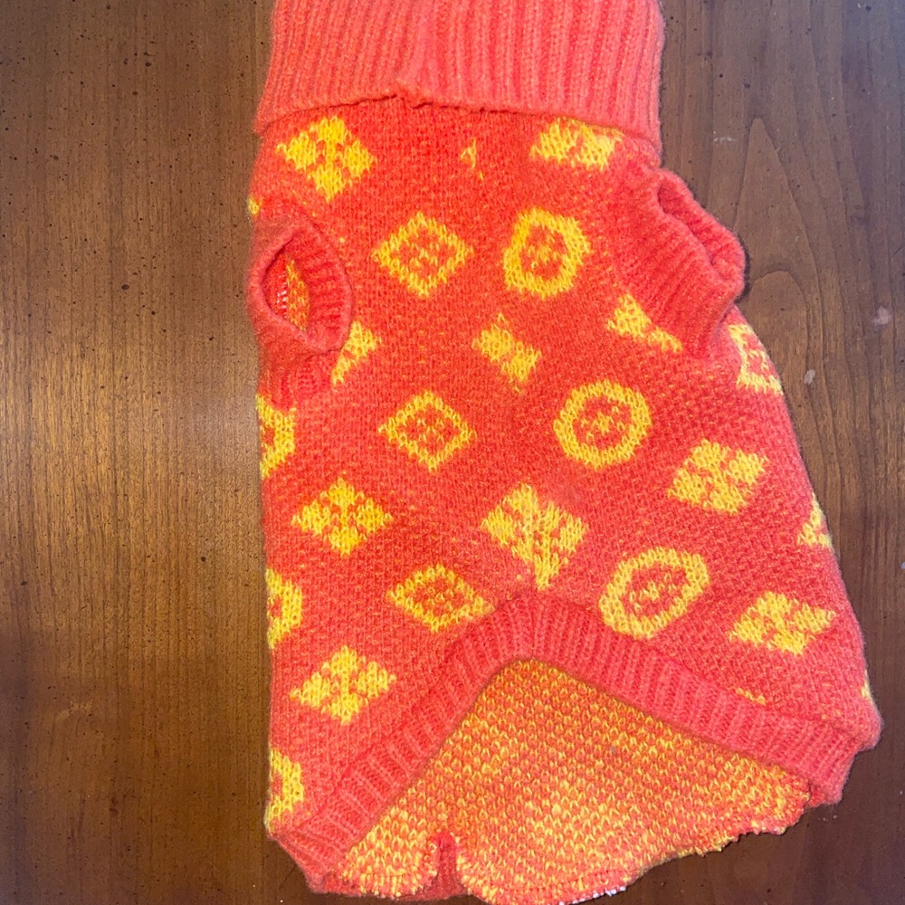 Orange and Yellow Knit Dog Sweater